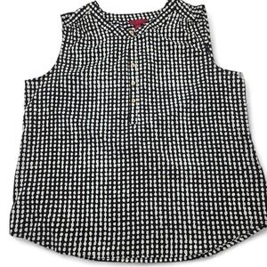 212 Collection Womens XL Black White Dot Sleeveless Soft Blouse NEW Casual Chic